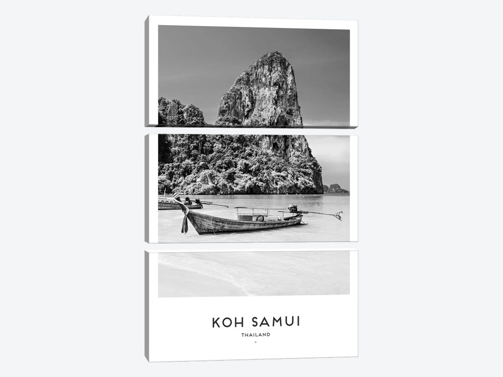 Koh Samui Thailand Black And White by Naomi Davies 3-piece Canvas Art