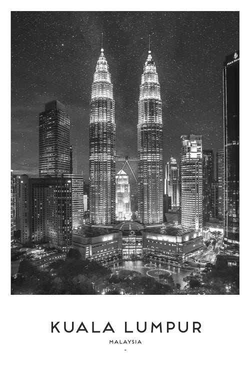 Kuala Lumpur Malaysia Black And White by Naomi Davies wall art