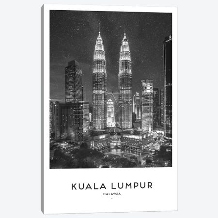Kuala Lumpur Malaysia Black And White Canvas Print #NMD35} by Naomi Davies Canvas Art Print