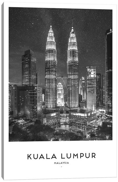 Kuala Lumpur Malaysia Black And White Canvas Art Print - Southeast Asian Culture