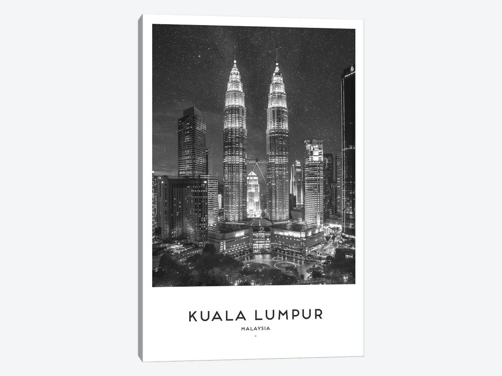 Kuala Lumpur Malaysia Black And White by Naomi Davies 1-piece Canvas Art Print