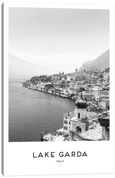 Lake Garda Italy Black And White Canvas Art Print - Naomi Davies