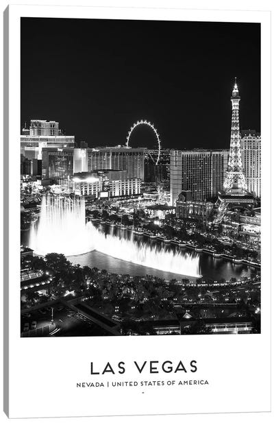 Las Vegas USA Black And White Canvas Art Print - Las Vegas Travel Posters