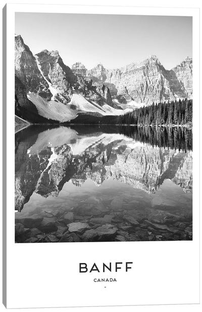 Banff Canada Black And White Canvas Art Print