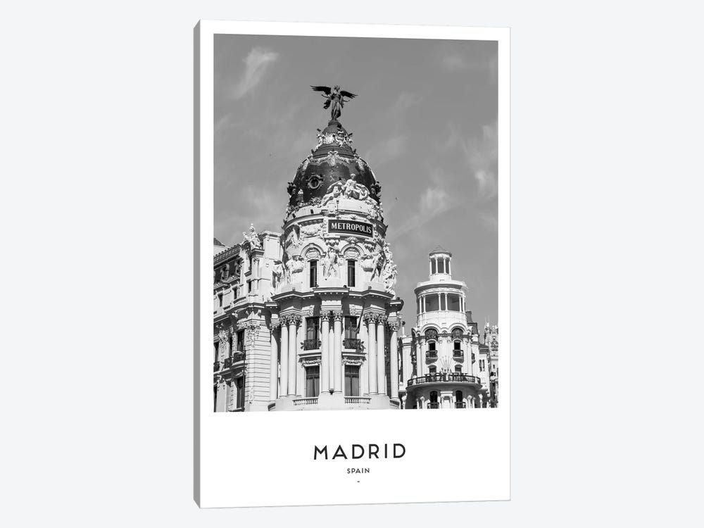 Madrid Spain Black And White by Naomi Davies 1-piece Canvas Art Print