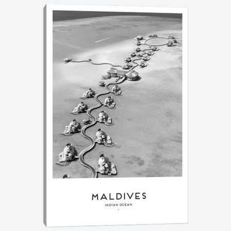 Maldives Black And White Canvas Print #NMD45} by Naomi Davies Canvas Wall Art
