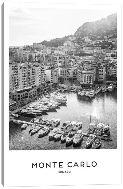 Monte Carlo Monaco Black And White Canvas Art Print
