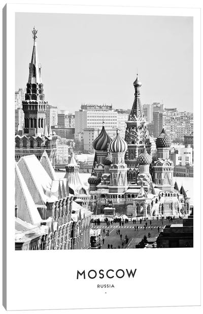 Moscow Russia Black And White Canvas Art Print - Russia Art