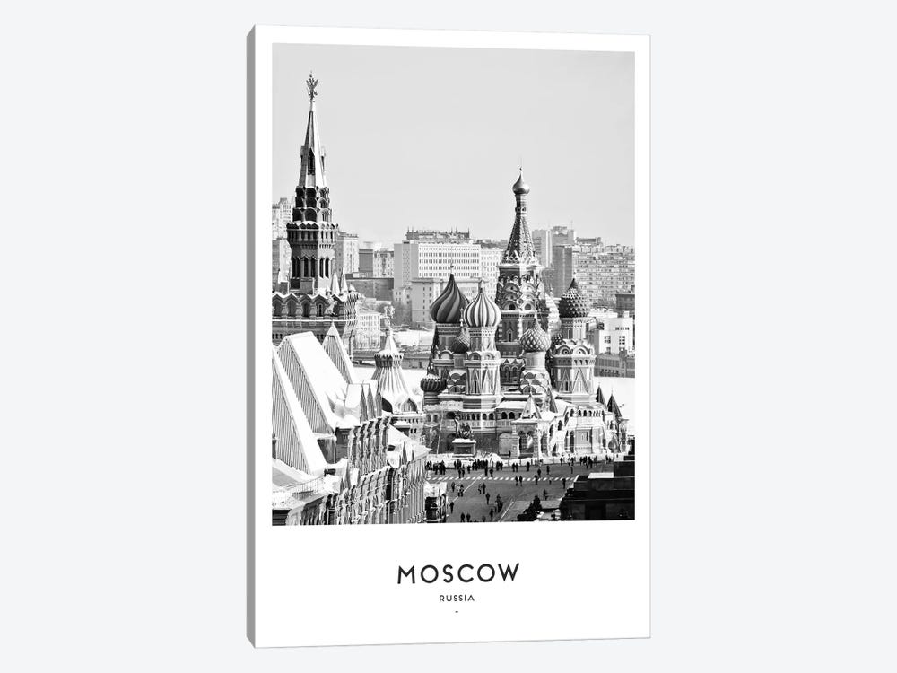 Moscow Russia Black And White by Naomi Davies 1-piece Canvas Wall Art