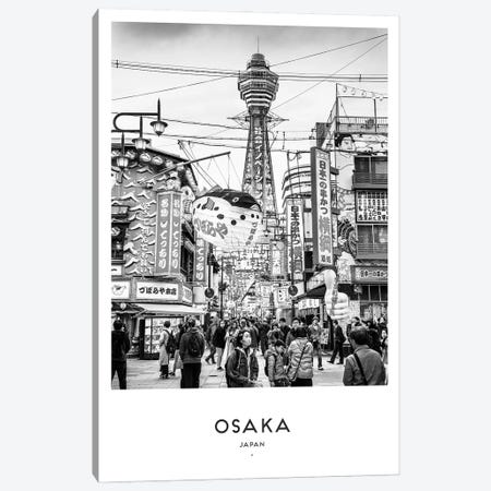 Osaka Japan Black And White Canvas Print #NMD53} by Naomi Davies Canvas Wall Art