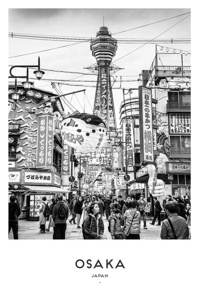 Asian Culture: Osaka Japan Black And White by Naomi Davies