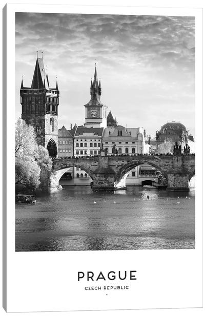 Prague Czech Republic Black And White Canvas Art Print - Prague Art