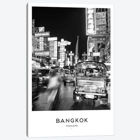Bangkok Black And White Canvas Print #NMD5} by Naomi Davies Canvas Wall Art