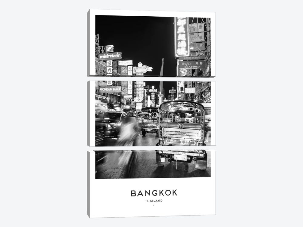 Bangkok Black And White by Naomi Davies 3-piece Canvas Wall Art