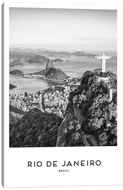 Rio Brazil Black And White Canvas Art Print - Brazil Art