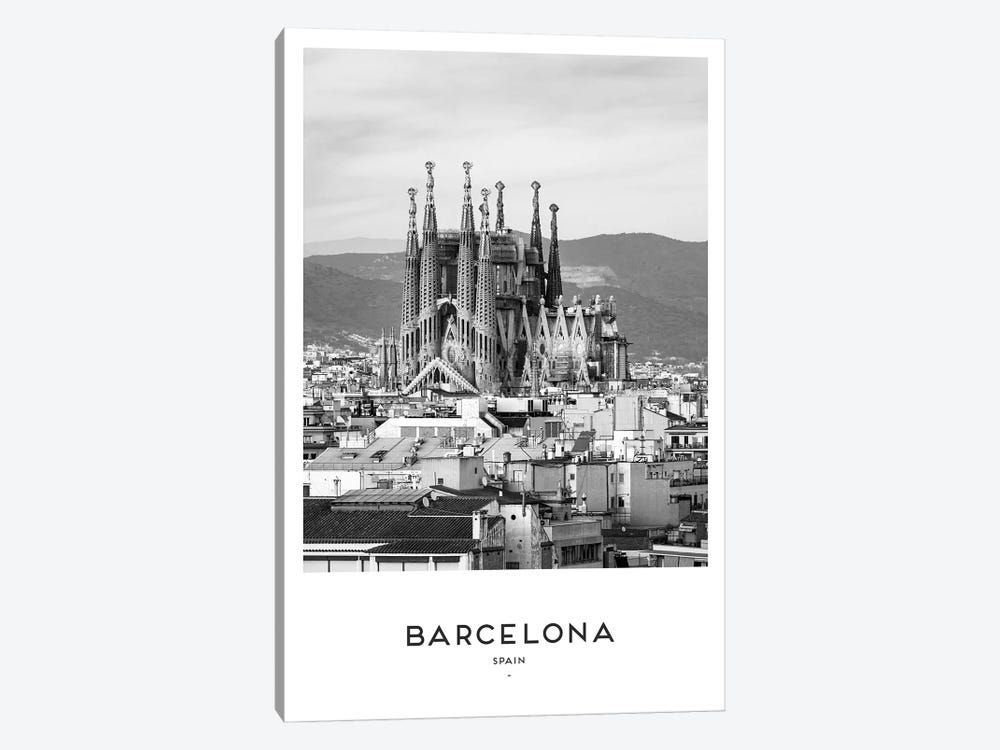 Barcelona Spain Black And White by Naomi Davies 1-piece Canvas Art Print