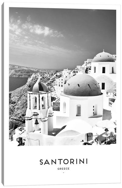 Santorini Greece Black And White Canvas Art Print - Greece Art