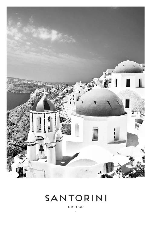 Santorini Greece Black And White