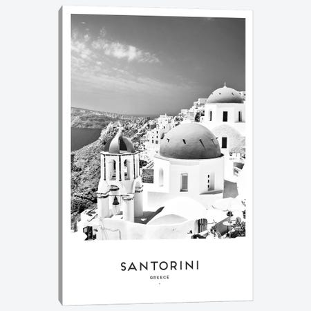 Santorini Greece Black And White Canvas Print #NMD71} by Naomi Davies Canvas Art