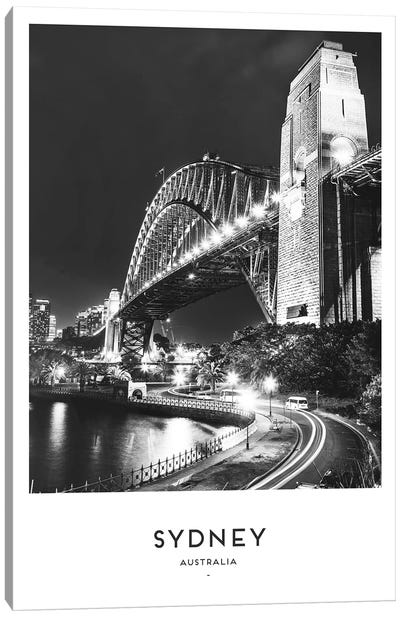 Sydney Harbour Bridge Black And White Canvas Art Print - Naomi Davies