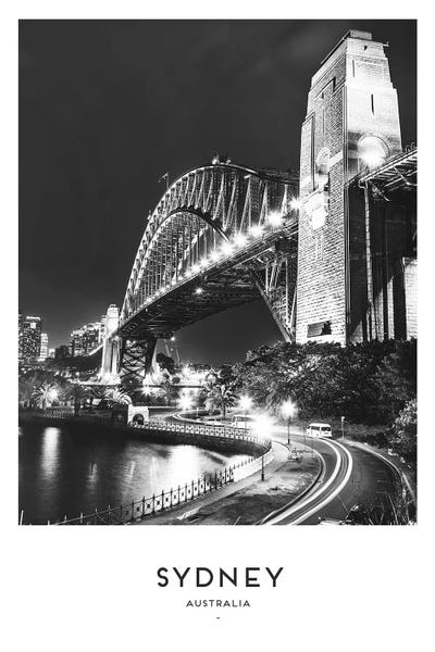 Australia: Sydney Harbour Bridge Black And White by Naomi Davies