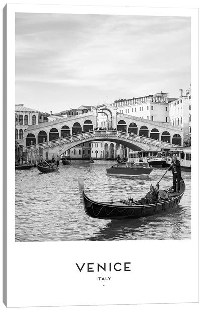 Venice Gonzola Black And White Canvas Art Print - Venice Art