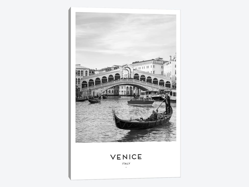 Venice Gonzola Black And White by Naomi Davies 1-piece Canvas Art