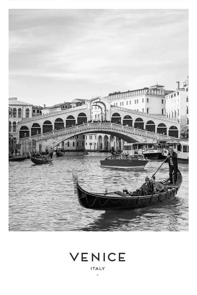 Italy: Venice Gonzola Black And White by Naomi Davies