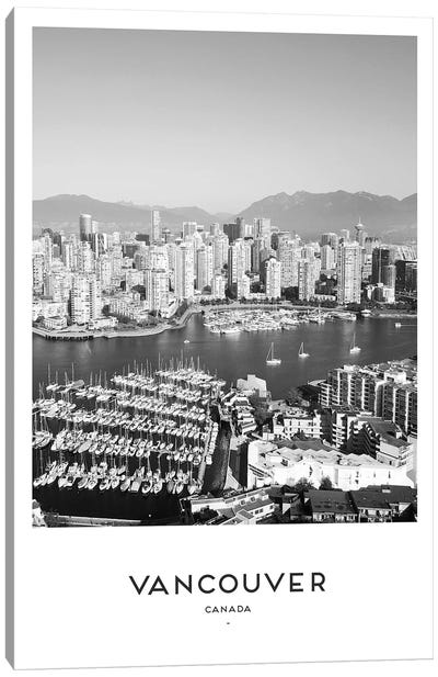 Vancouver Canada Black And White Canvas Art Print - British Columbia Art