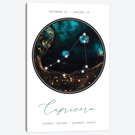 Capricorn Constellation Canvas Print #NMD85} by Naomi Davies Canvas Artwork