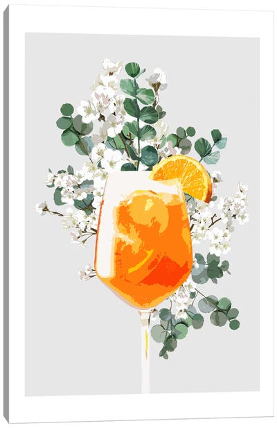 Aperol Spritz Grey Cocktail Canvas Art Print - Naomi Davies