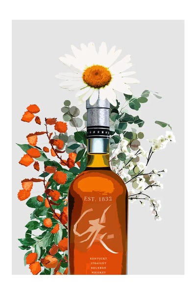 Whiskey: Bourbon Whiskey Bottle Grey by Naomi Davies