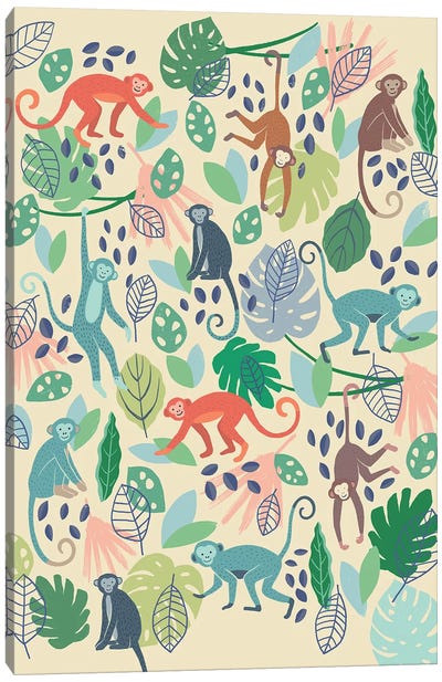 Jungle Chums IV Canvas Art Print - Primate Art