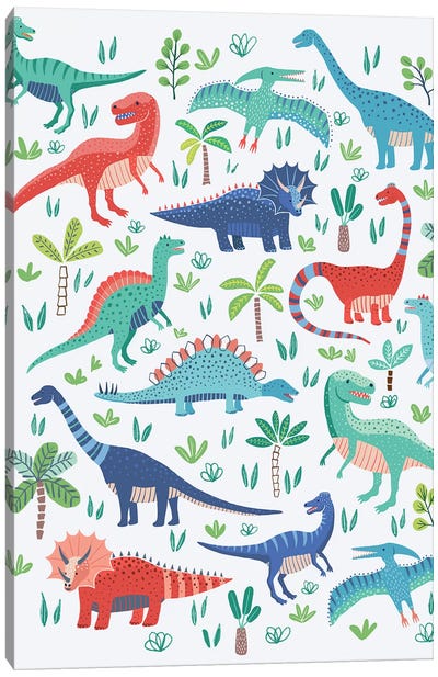 Dino Fun I Canvas Art Print - Prehistoric Animal Art