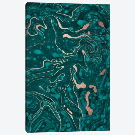 Green Marbling Canvas Print #NMK2} by Nancy Mckenzie Canvas Wall Art