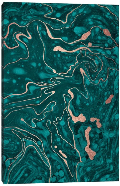 Green Marbling Canvas Art Print - Nancy Mckenzie