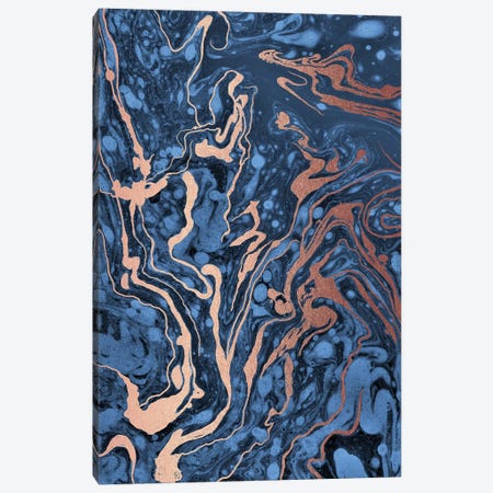 Blue Marbling Canvas Print #NMK3} by Nancy Mckenzie Canvas Artwork