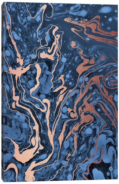 Blue Marbling Canvas Art Print - Nancy Mckenzie