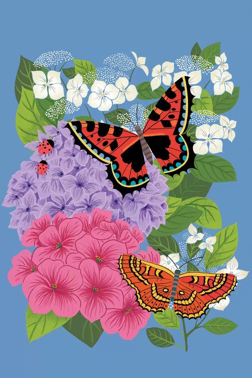 Hydrangeas & Butterflies by Nancy Mckenzie wall art