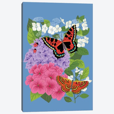 Hydrangeas & Butterflies Canvas Print #NMK42} by Nancy Mckenzie Canvas Wall Art