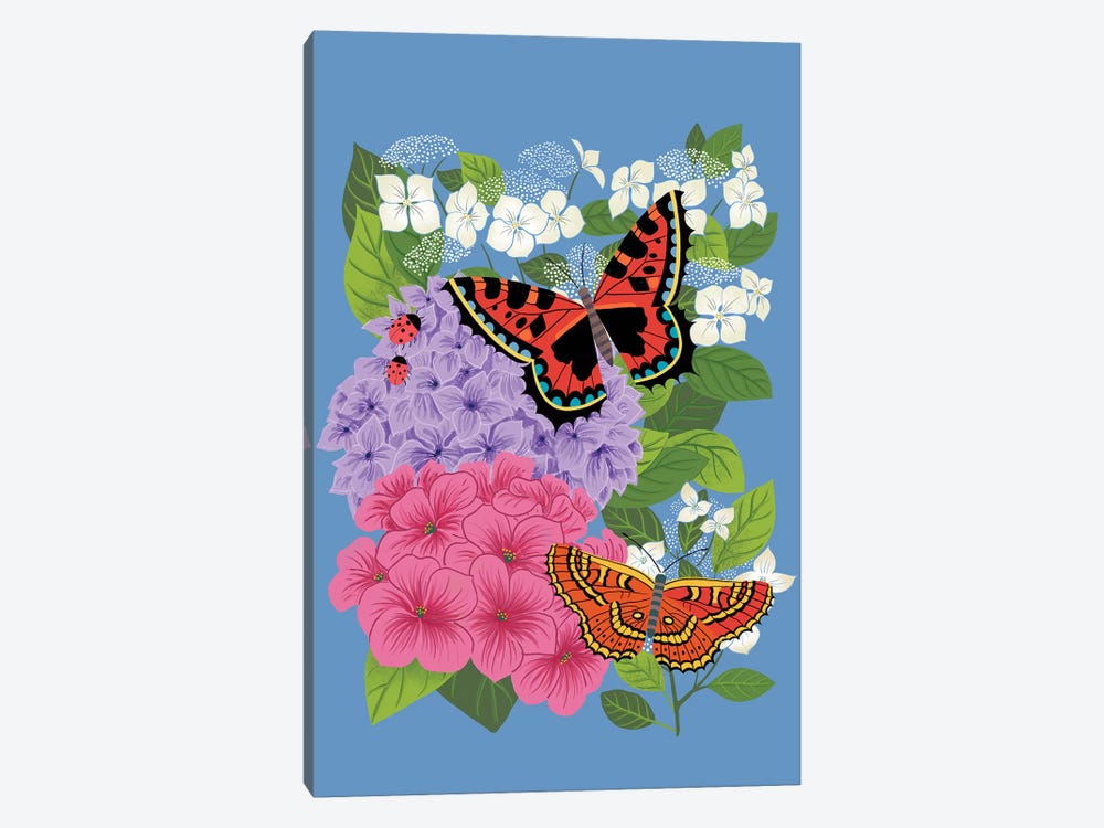 Hydrangeas & Butterflies by Nancy Mckenzie 1-piece Canvas Art Print
