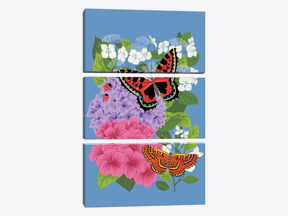 Hydrangeas & Butterflies by Nancy Mckenzie 3-piece Art Print