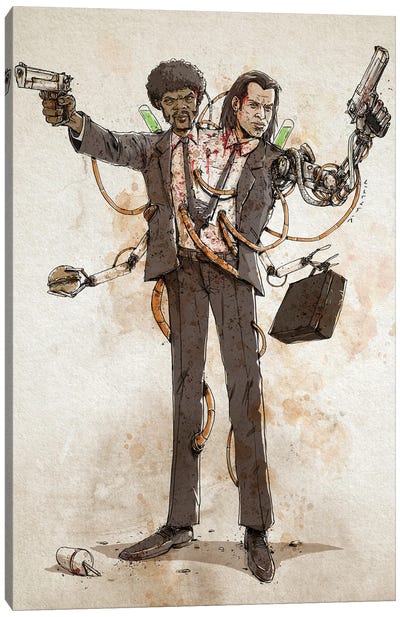 Rusty Duplos :: Vincent & Jules Canvas Art Print - Crime & Gangster Movie Art