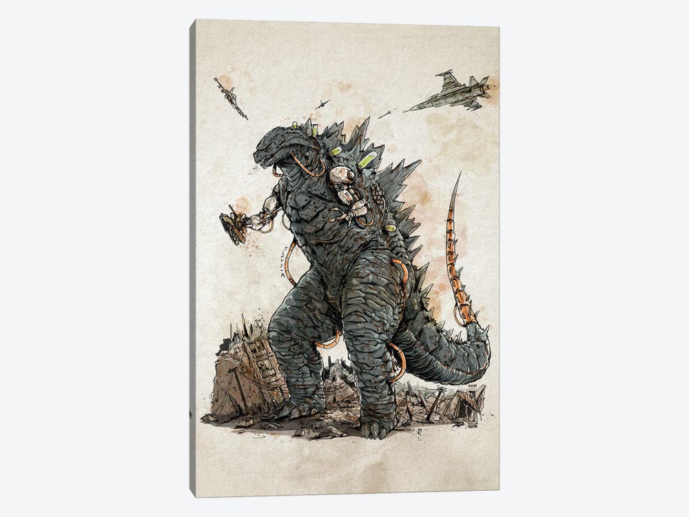 Rusty Godzilla by Nico Di Mattia 1-piece Canvas Print