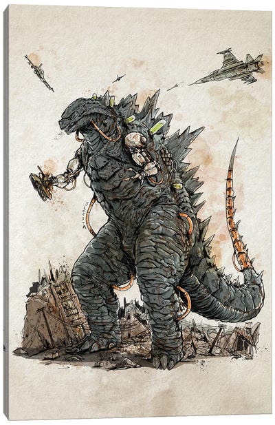Rusty Godzilla Canvas Art Print - Nico Di Mattia