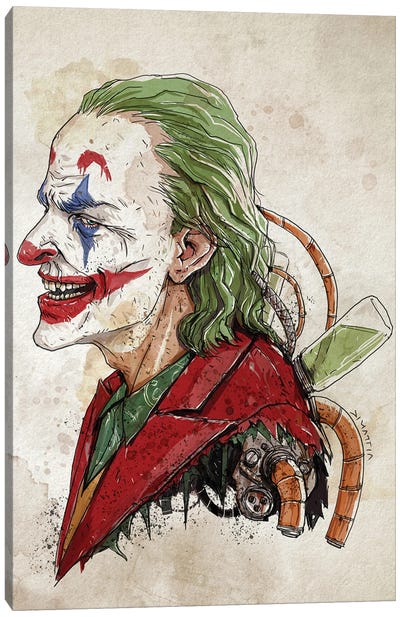 Rusty Joker Portrait Canvas Art Print - Joaquin Phoenix