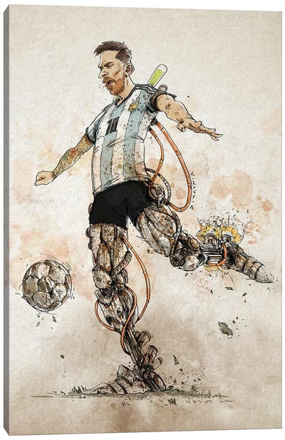 Rusty Messi Canvas Art Print - Nico Di Mattia