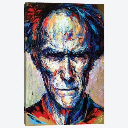 Clint Eastwood Canvas Print #NMY104} by Natasha Mylius Canvas Art Print