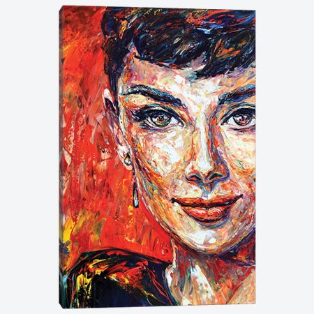 Audrey Hepburn Canvas Print #NMY108} by Natasha Mylius Canvas Wall Art