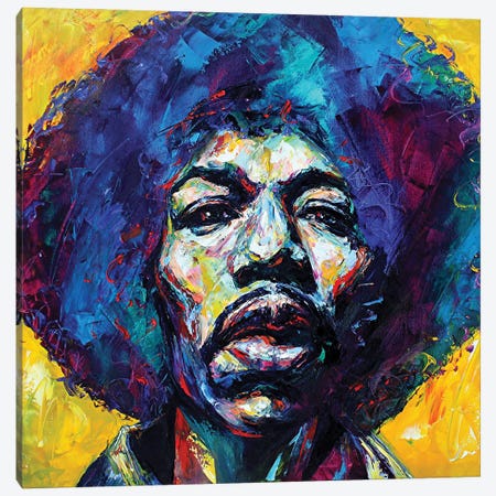 Jimi Hendrix Canvas Print #NMY110} by Natasha Mylius Art Print